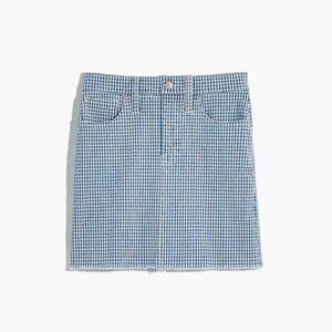 Madewell Blue Gingham Mini Skirt sz 26 NWT